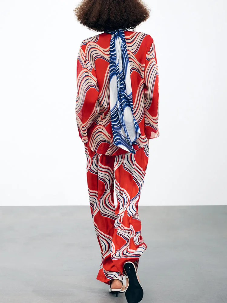 New Autumn Print irt Women's Spwear Sle Pants Ethnic Stage Costume Women's Faionable Spwear Fusion Trend