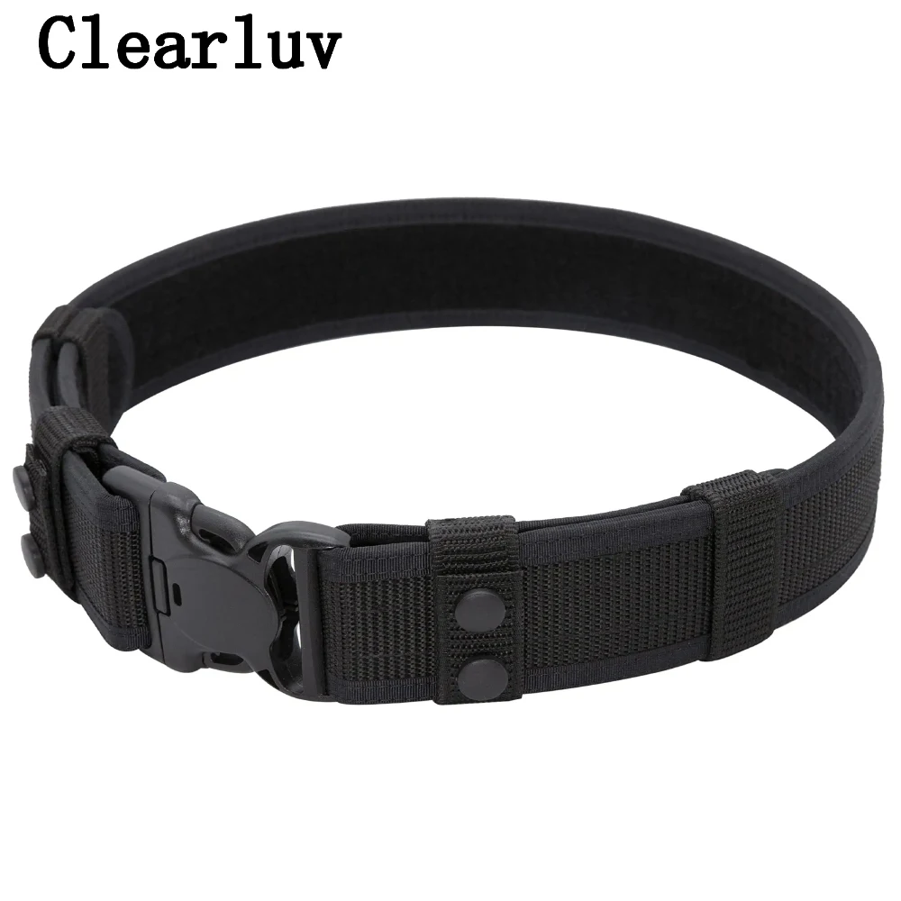 Clearluv Men's Belt Army Outdoor Hunting Tactical Multi Function Combat Belt Thickened Double Layer Quick Release Buckle