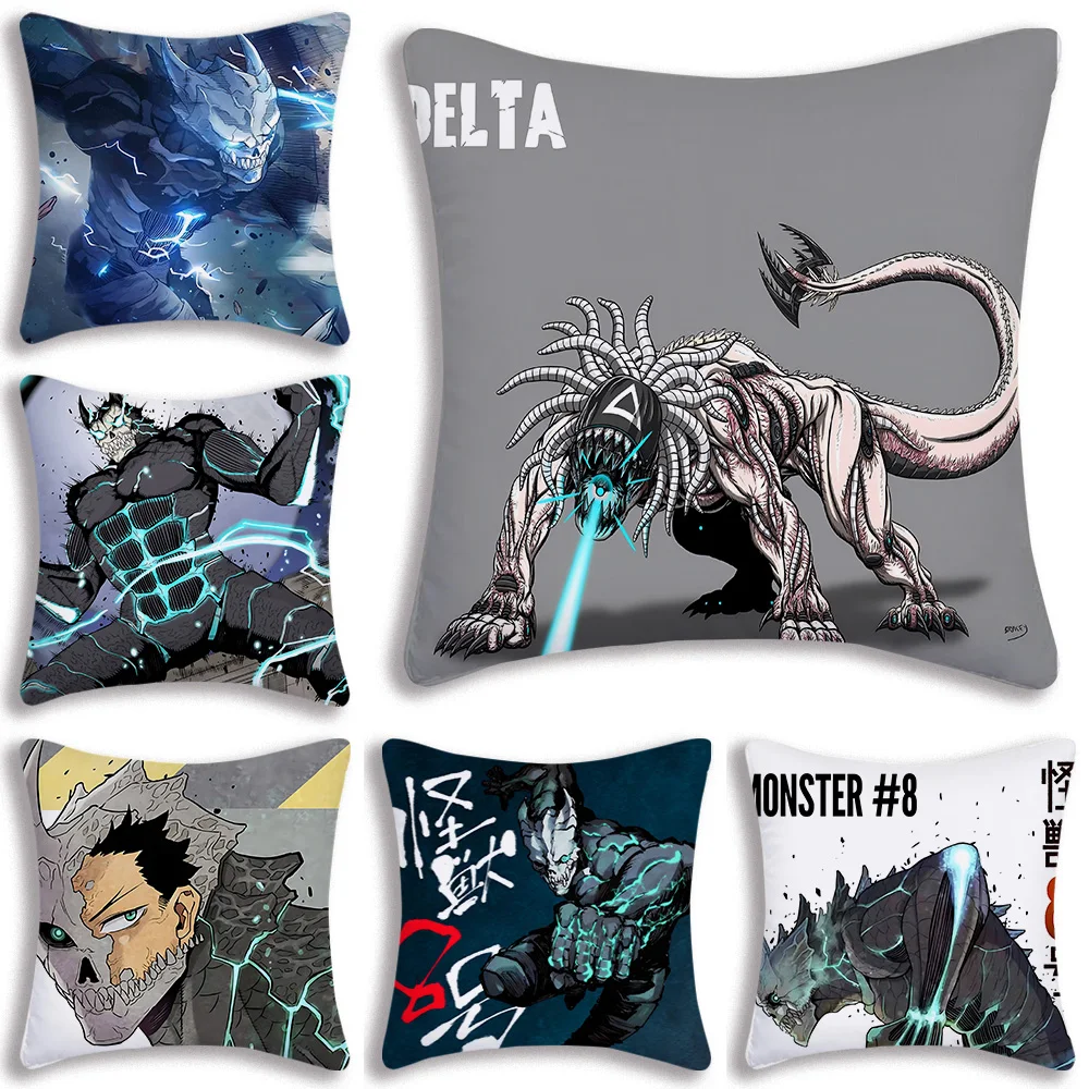 Pillow Covers Japan Comics Kaiju No.8 Cartoon Sofa Decorative Home Double-sided Printing Short Plush Cute Cushion Cover