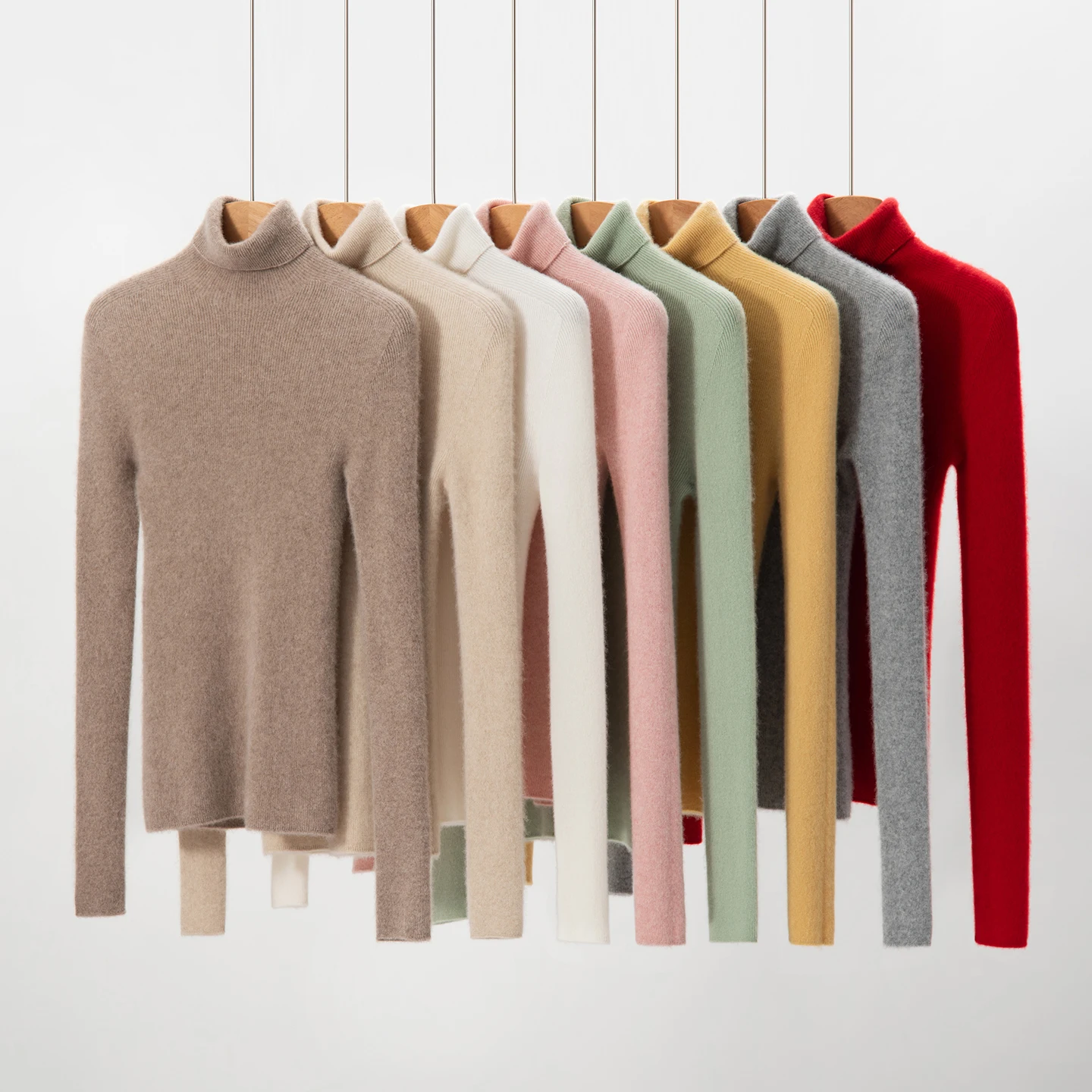 

2025 Classic Autumn Winter Turtleneck Pullover for Women 100% Cashmere Sweater Long-Sleeve Slim-Fit Basic Style Knitted Tops