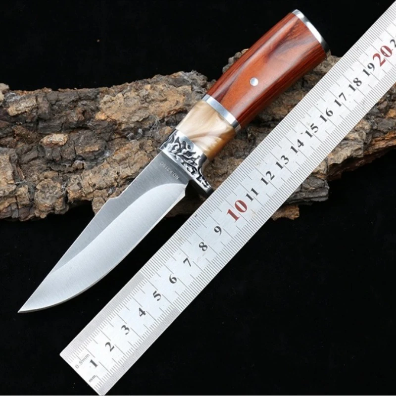 

Портативный нож с прямым лезвием и фиксированным лезвием, лезвие из нержавеющей стали с крышкой для ножа, режущий инструмент для путешествий, кемпинга