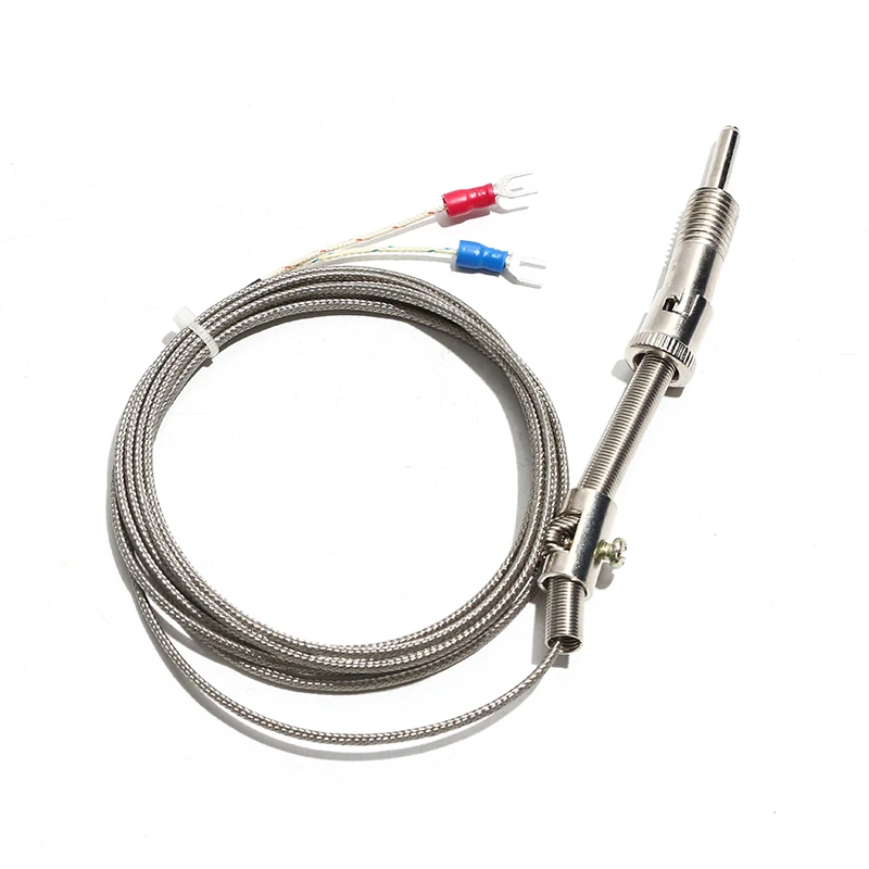 1PC K Type E Type WRNT-01 Compression Spring Thermocouple Thermal Resistance Temperature Sensor with Shielded Wire 1M-5M