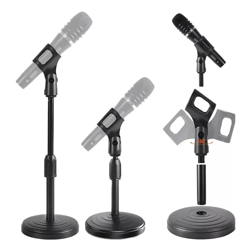 Microphone Stand Desktop Adjustable Lifting and Weighting Disc Base Shockproof for Network Live Broadcast Mic Stand Accessories