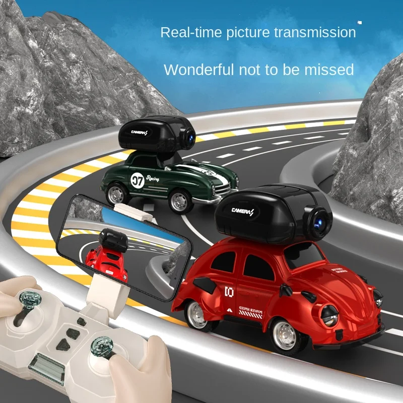 1:46 Mini RC Racewagen Afstandsbediening Drift Real Time Transmissie Camera 2.4G Draadloze Elektrische Auto FPV Speelgoed kinderen Geschenken