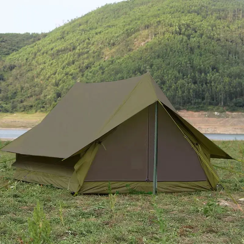 Waterproof Oxford Cloth 4 Seasons Camping Tent For 1-2 People Double Layers Disaster Relief Green Cottage Tent