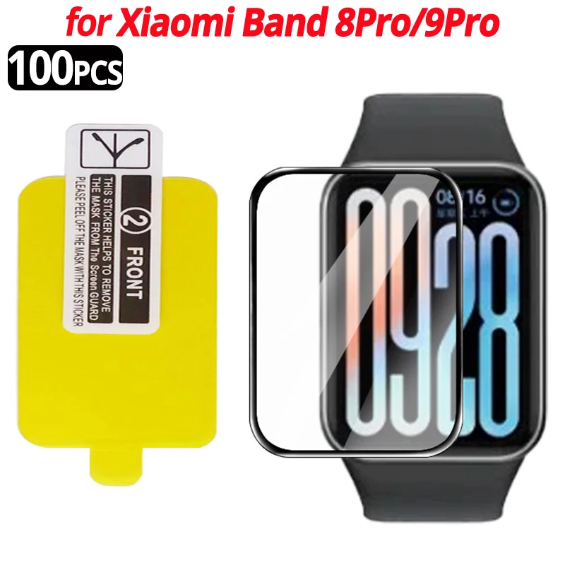 1 Pack Screen Protector Film for Mi Band 8 Pro 9 Pro 3D Full Cover Protective for Xiaomi Mi Band 8 Pro Active Screen Protection