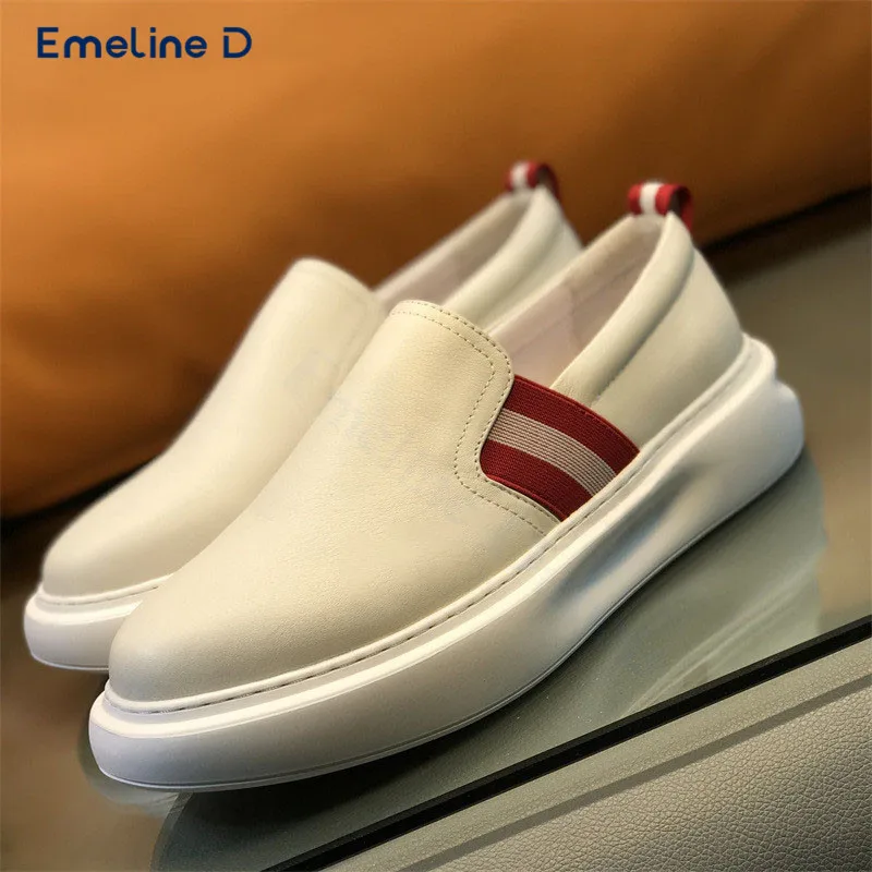 

White Leather Thick-Soled Shoes Solid Color Simple High-Quality Business Casual Shoes Personalized Comfortable Men's Shoes