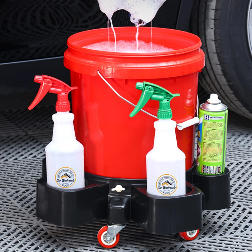 Mobile car wash bucket Pulley car wash bucket stool Multi functional mobile water bucket Car washing tool storage bucket 1 Set