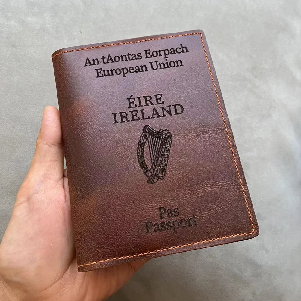 Personalised Leather Irish Passport Cover Vintage  Genuine Leather Ireland Passport Holder Personalised