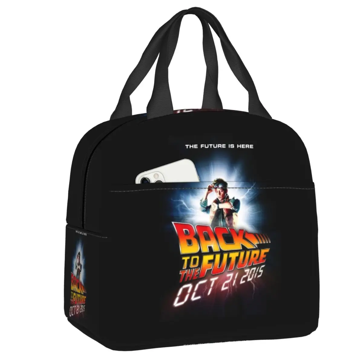 

Custom Back To The Future Lunch Bag Men Women Warm Cooler Insulated Lunch Box for Adult Office
