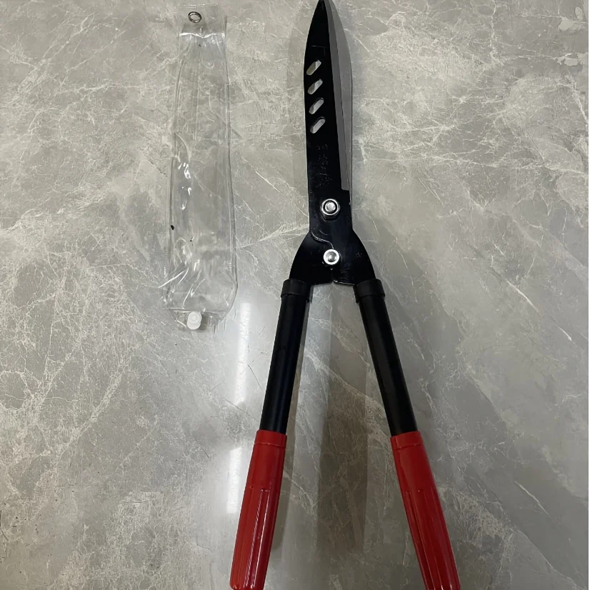 1 Heavy Duty Manganese Steel Gardening Scissors with Ergonomic Iron Handle and Red Grip - Portable Lawn, Hedge, Fence, Holly