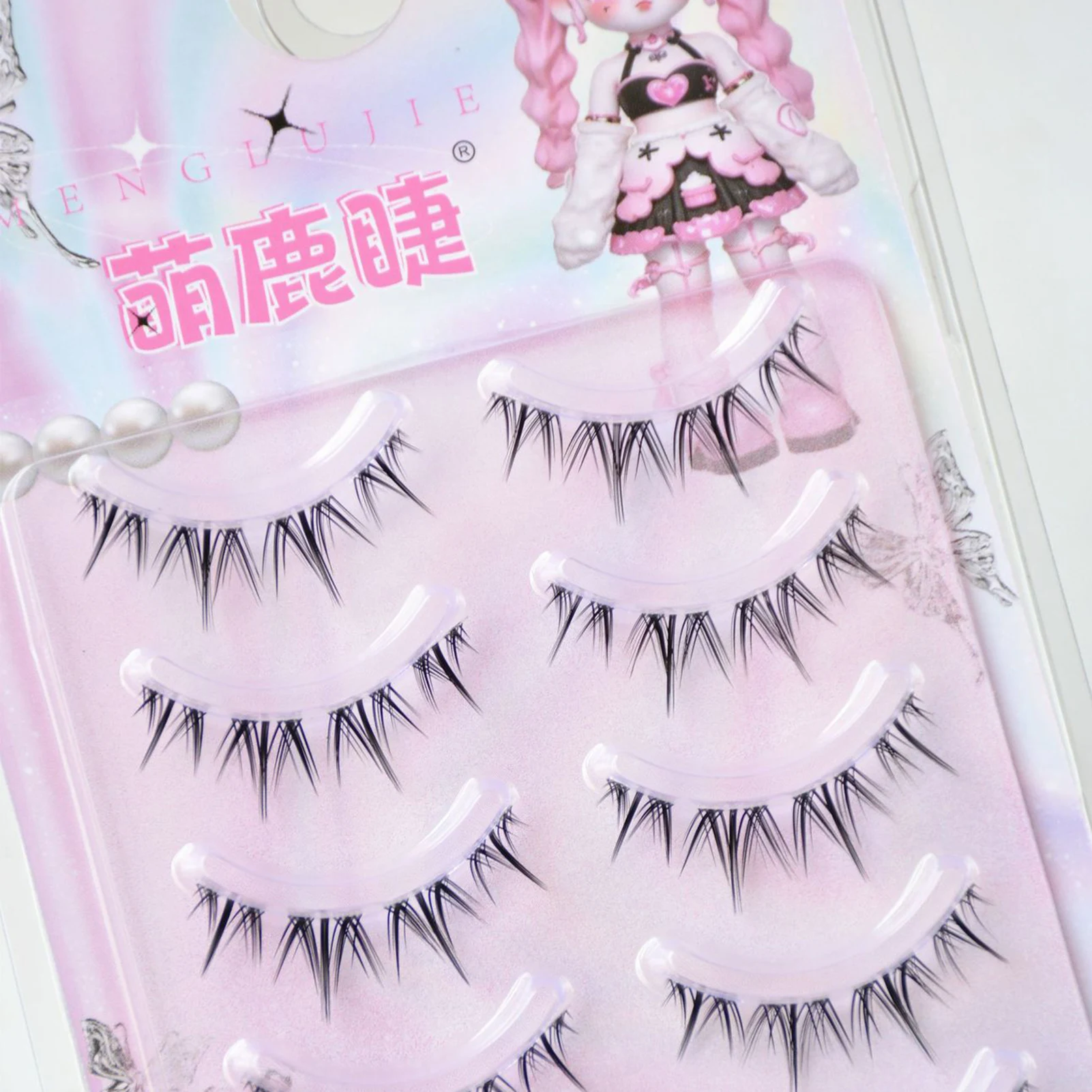 

5 Pairs Full strips lashes transparent Stem Natural Wispy False Eyelashes manga daily eyelash Makeup Look Fluffy Doll Lashes
