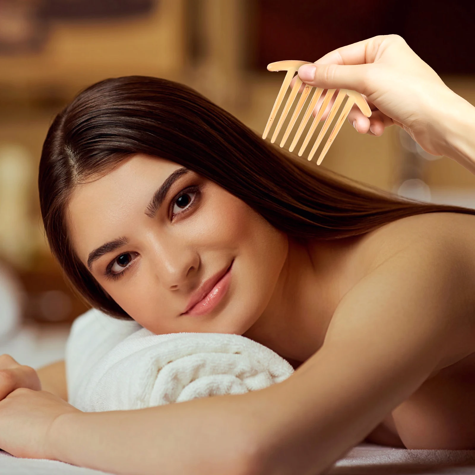 

2pcs French Side Wide Tooth Decorative Decorative Hair Combs For Women Twist Hair Accessories Brown Women Stylish Durable