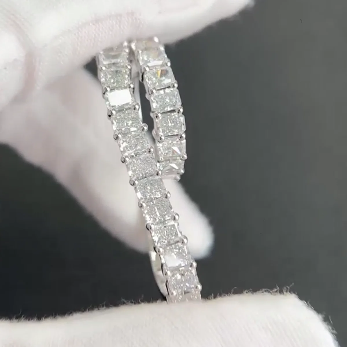 9K/14K/18K White Gold Lab Diamond Two Finger Wrap Ring Radiant Cut Lab Created Two Finger Wrap Ring Fine Jewelry For Women