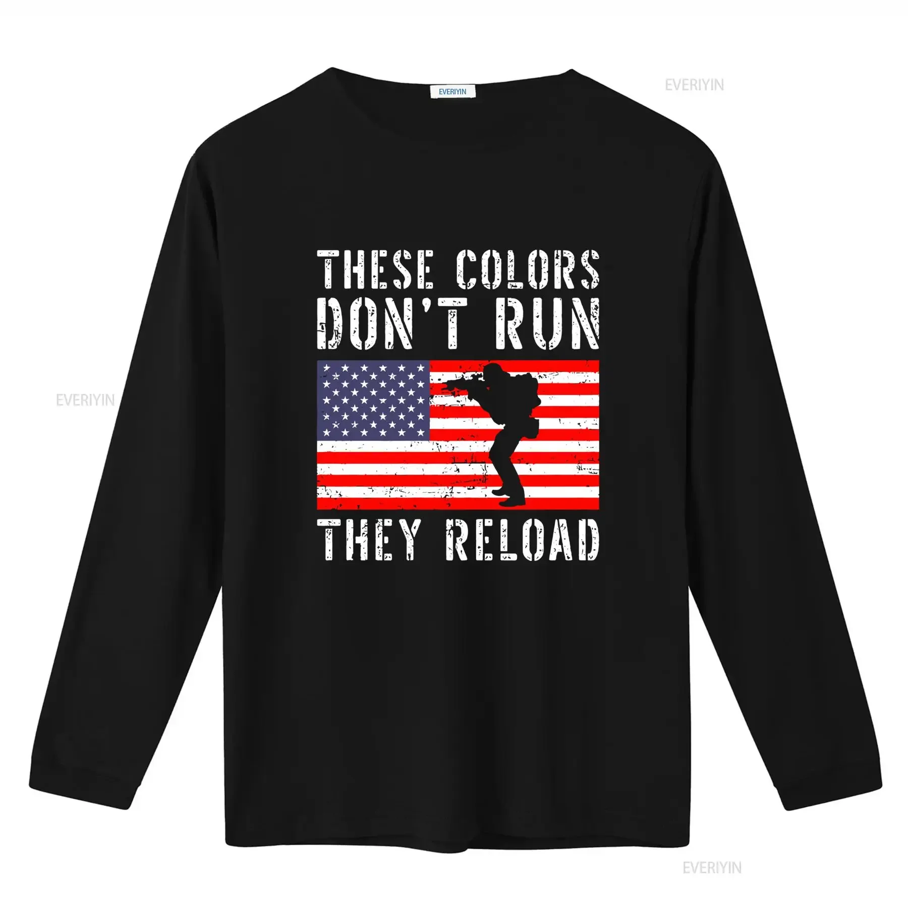 Patriotic American Flag T Shirt These Colors Don't Run They Reload Second Amendment  vintage Washed Stretched Stylish Casual