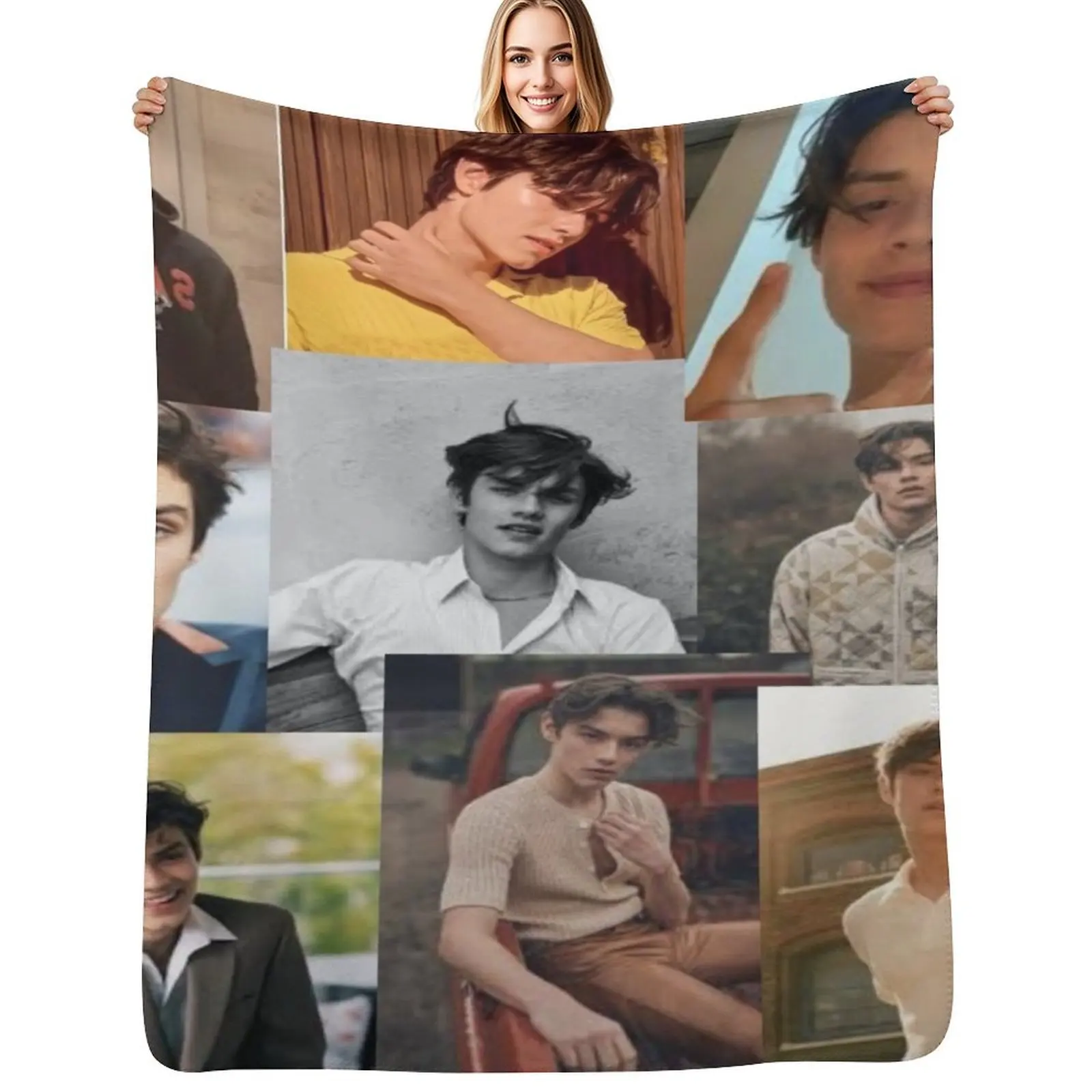 

Louis Partridge Collage Throw Blanket For Decorative Sofa heavy to sleep Flannels warm winter Blankets