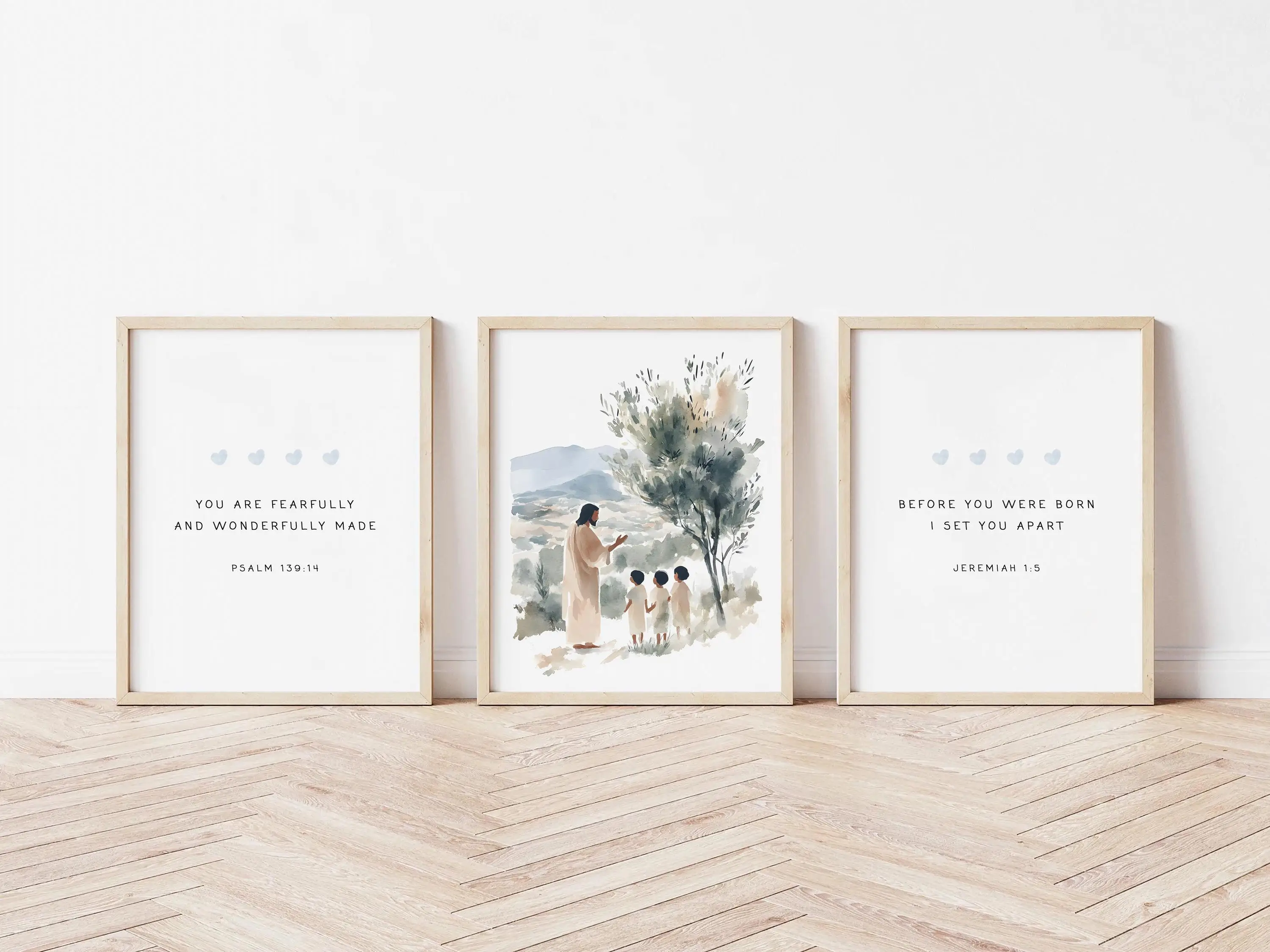 Christian Children's Room Decorative Paintings, Bible Texts, Neutral Colors, Jesus Teaching Children Posters