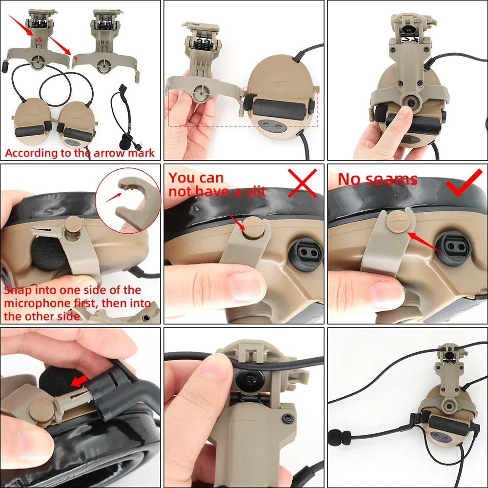 Suitable for Peltor Comtac II III shooting range electronic ear protection tactical noise reduction headset ARC rail adapter