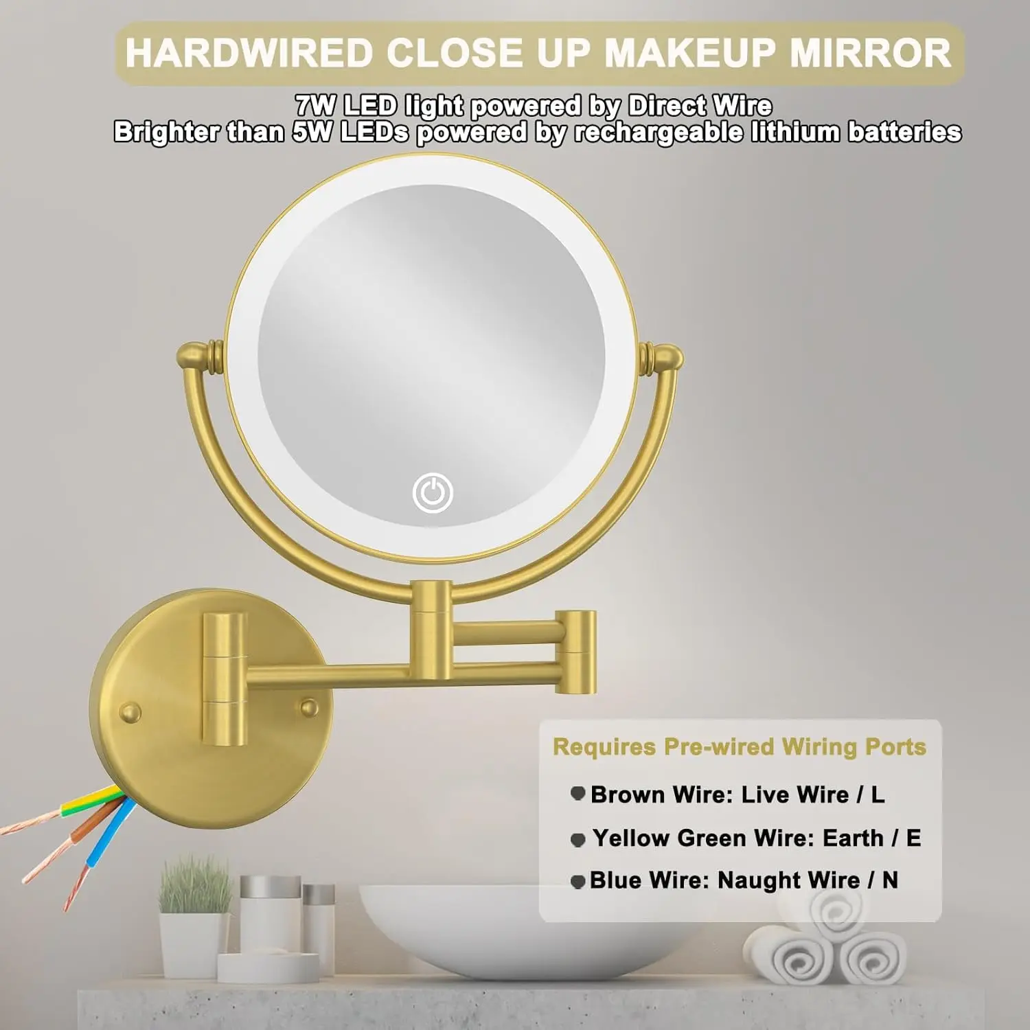 10X Magnifying Led Folding Bathroom Mirrors Walll Mounted Double Face Led Bathroom Makeup Mirror Accessories Led Bathroom Mirror