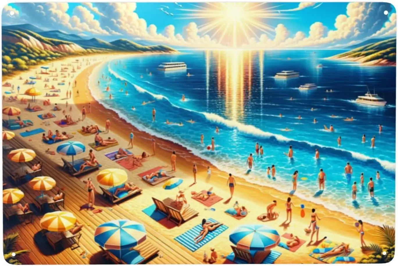 Panneau métallique en étain de Style rétro, décor artistique mural, décor de scène de plage Vintage, panneaux nautiques pour la maison, panneau de Roo pour salon