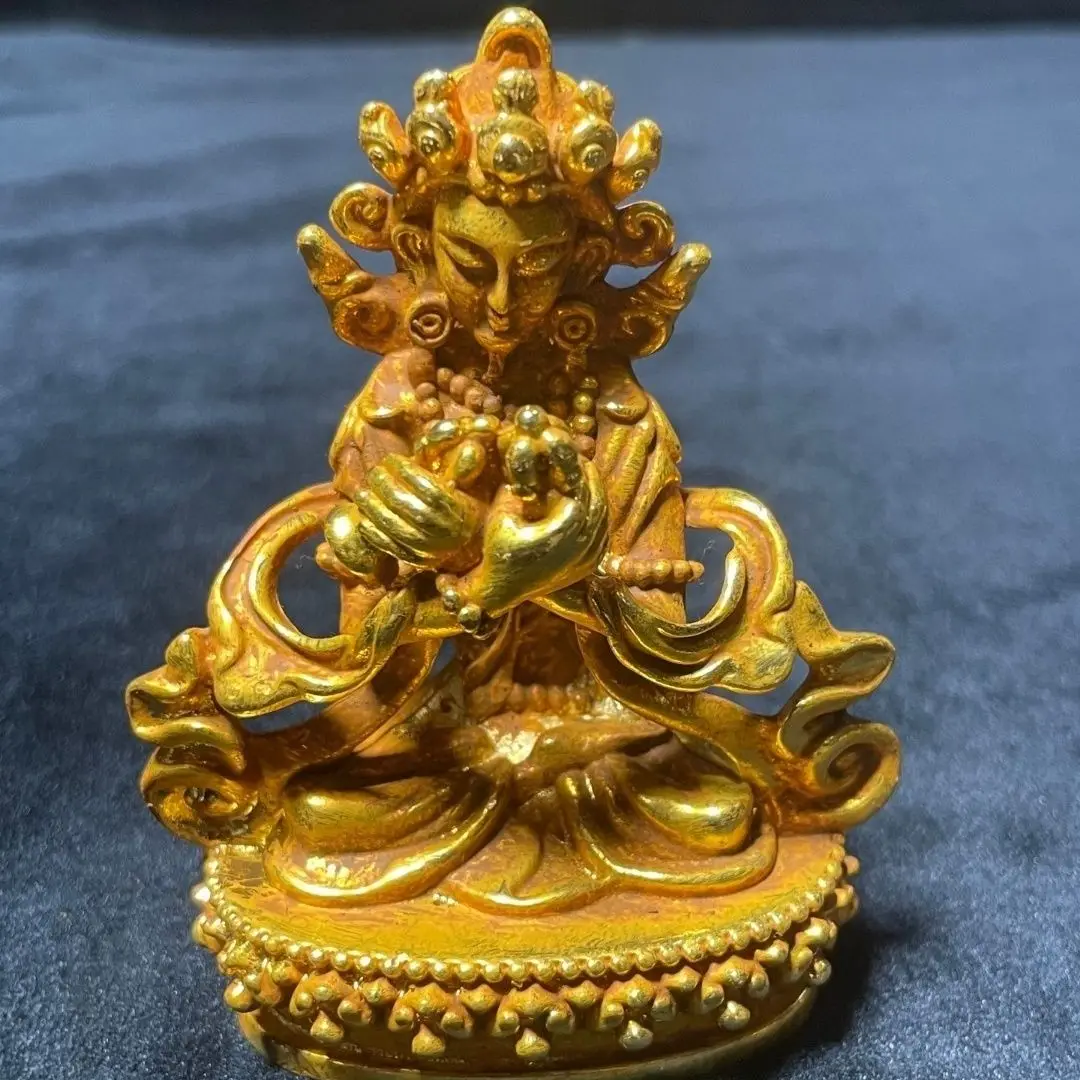 

Antique Guanyin Buddha Statue Tantra Gilt Tibetan Four Arms Ornament God of Wealth Pure Copper Bodhisattva Offering Bronze Statu