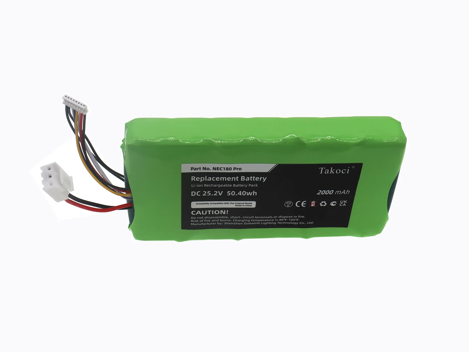 Vacuum Cleaner Battery 25.2V/2000mAh BP25220F for Eureka NEC180 Pro, Midea VSS1800