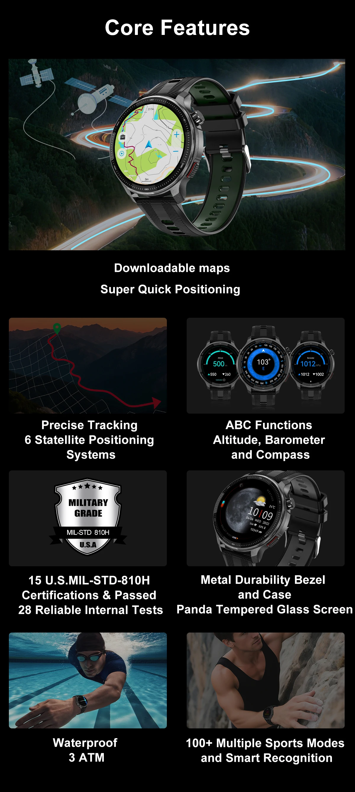 Neue T-Rex3 Ultra 4GB Speicher GPS Sport-Smartwatch Offline-Karte 1,43 Zoll AMOLED-Display 3ATM Schnellladung Fitness-Anruf-Smartwatch – Detail 2