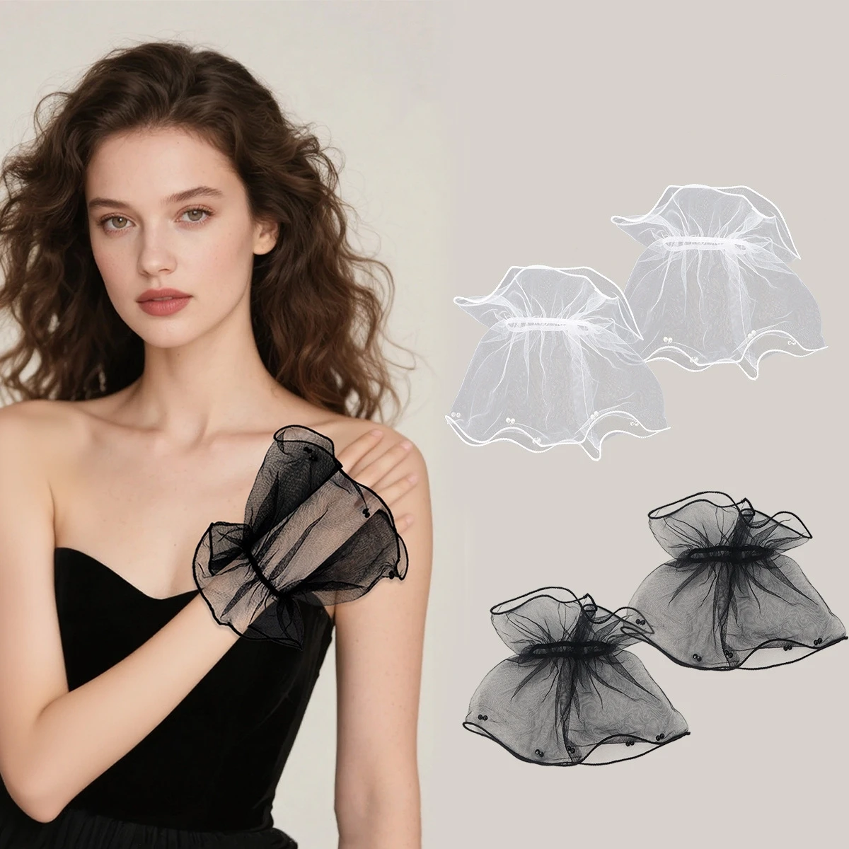 

Сетчатые искусственные расклешенные рукава Трансформирующие съемные модные манжеты Модные аксессуары для рукавов Универсальные прозрачные съемные манжеты