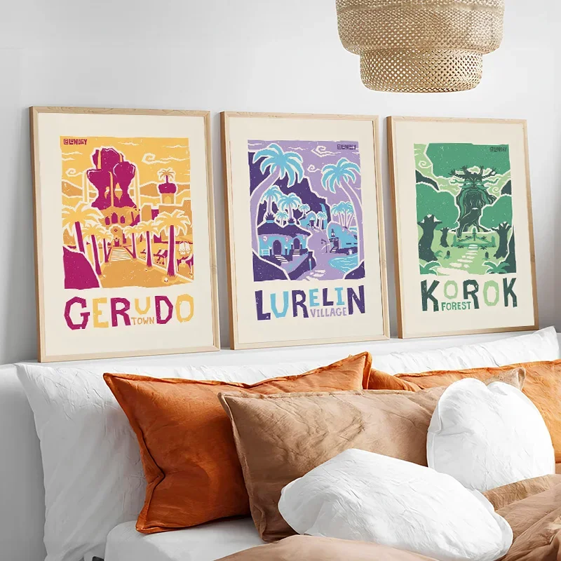 Legend Video Game Poster Canvas Painting Zeldas Travel Landscape Wall Art Prints Breath of The Wild Poster Game Room Decor