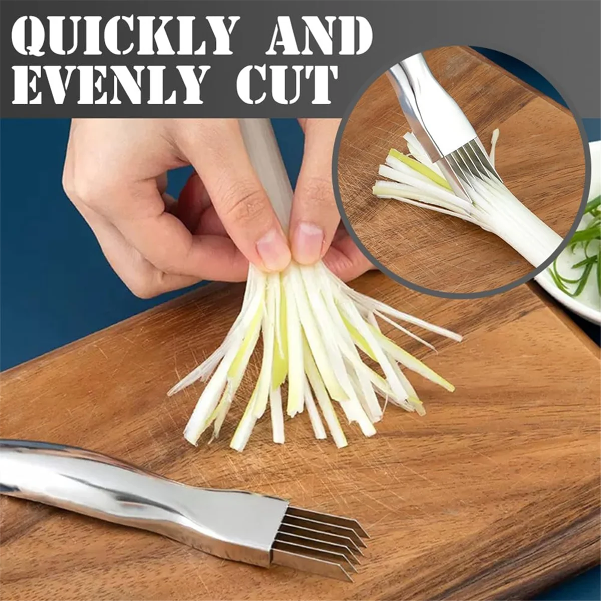 

(Top DHDL)Slicing Knife, Stainless Steel Scallion Knife, Kitchen Vegetable Knife, Household Multi-Function Food Slicer Gadget
