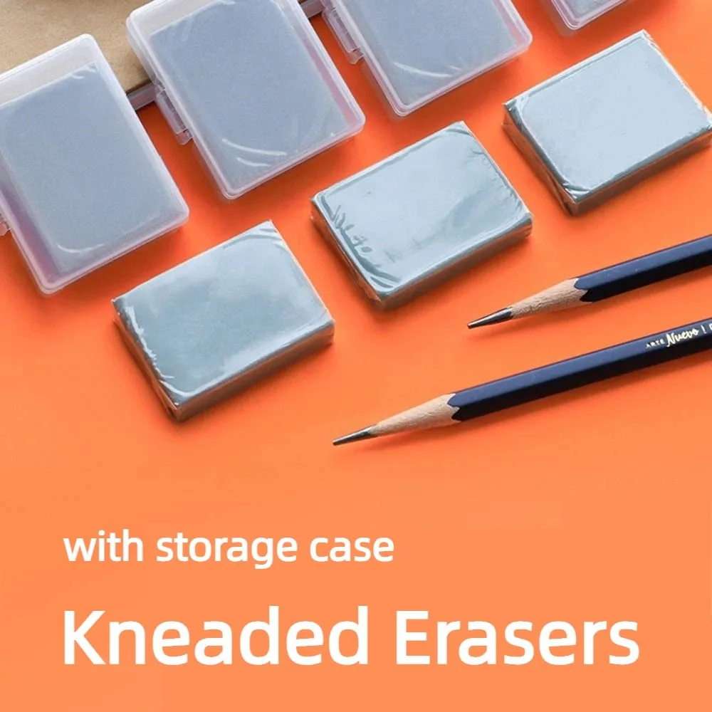 4Pcs Correcting Soft Sketching Erasers Grey Plasticization Art Eraser with Storage Box Moldable Kneaded Erasers Charcoal Pencils