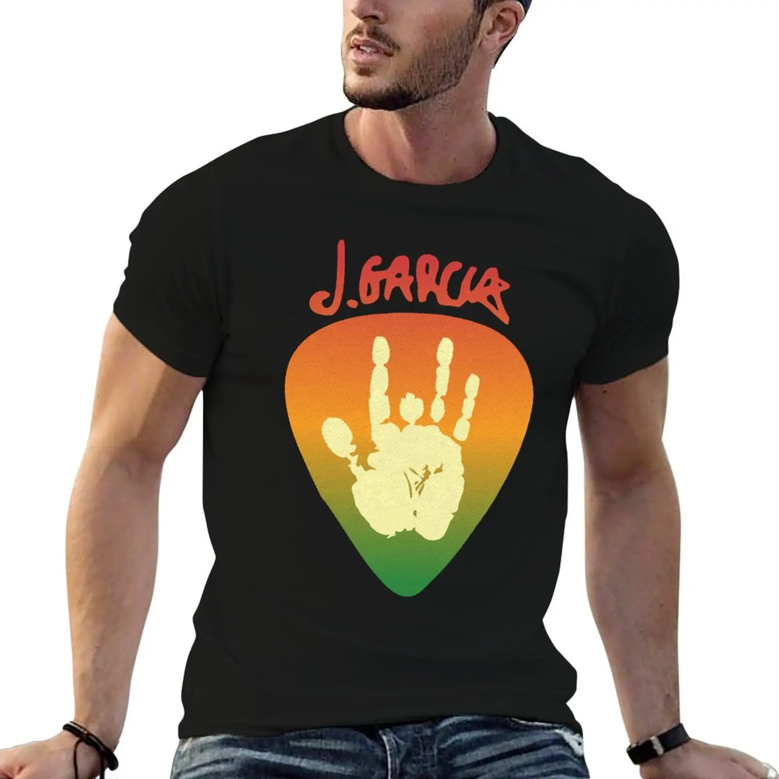 

Day Gift Jerry Brown Garcia Signature Light Blue Cool Gift T-Shirt man t shirt graphic t shirts for man cotton funny T-Shirt