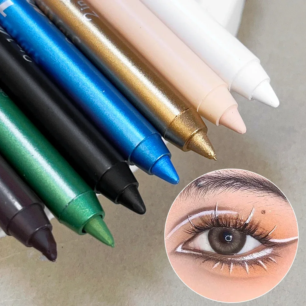 Wodoodporny, długotrwały eyeliner w kredce z brokatem o wysokiej pigmentacji Nie blaknący kolor Niebieski Zielony Brązowy Kolorowy Gładki cień do powiek w sztyfcie