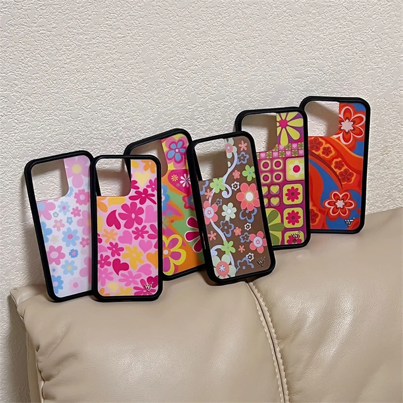 

Wildflower WF Big Flowers Phone Cases For iPhone 11 12 13 14 15 16 Pro Max Plus Luxury Various Colors Anti-drop Back Cover Shell