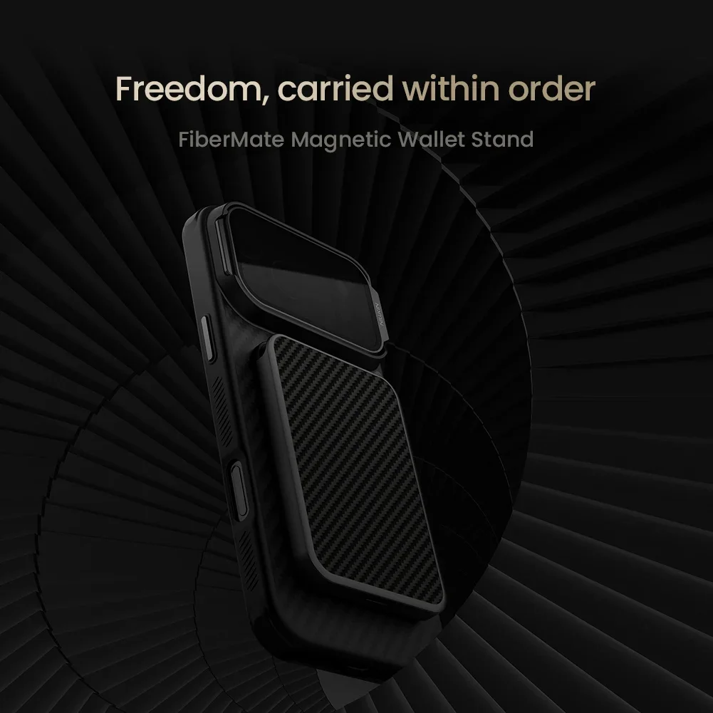 Nillkin FiberMate Magnetic Wallet Stand, 3-Card Holder, RFID Blocking, 1000g Strong Magnet, Aramid Fiber Phone Stand