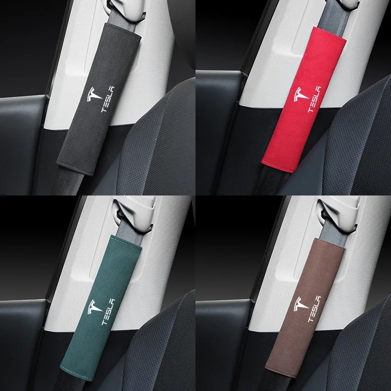 Suitable for Tesla Model 3/X/Y/S car seat belt shoulder protection, anti pinch protection, suede interior products