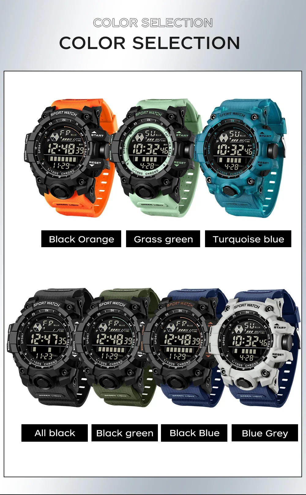SANDA New 6229 Luxury Fashion Men's Sports Electronic Watch Multi functional Waterproof Night Light Men's Electronic Watch 2024 image 6