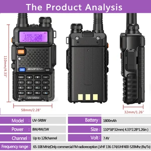 BAOFENG WALKIE TALKIE UV 5R 5W 8W Dual Band Ham Radio In Two -Subject VHF UHF Radio FM Handheld Transceptor Hunting 16km 10 Main Communication Radio Sales - №4
