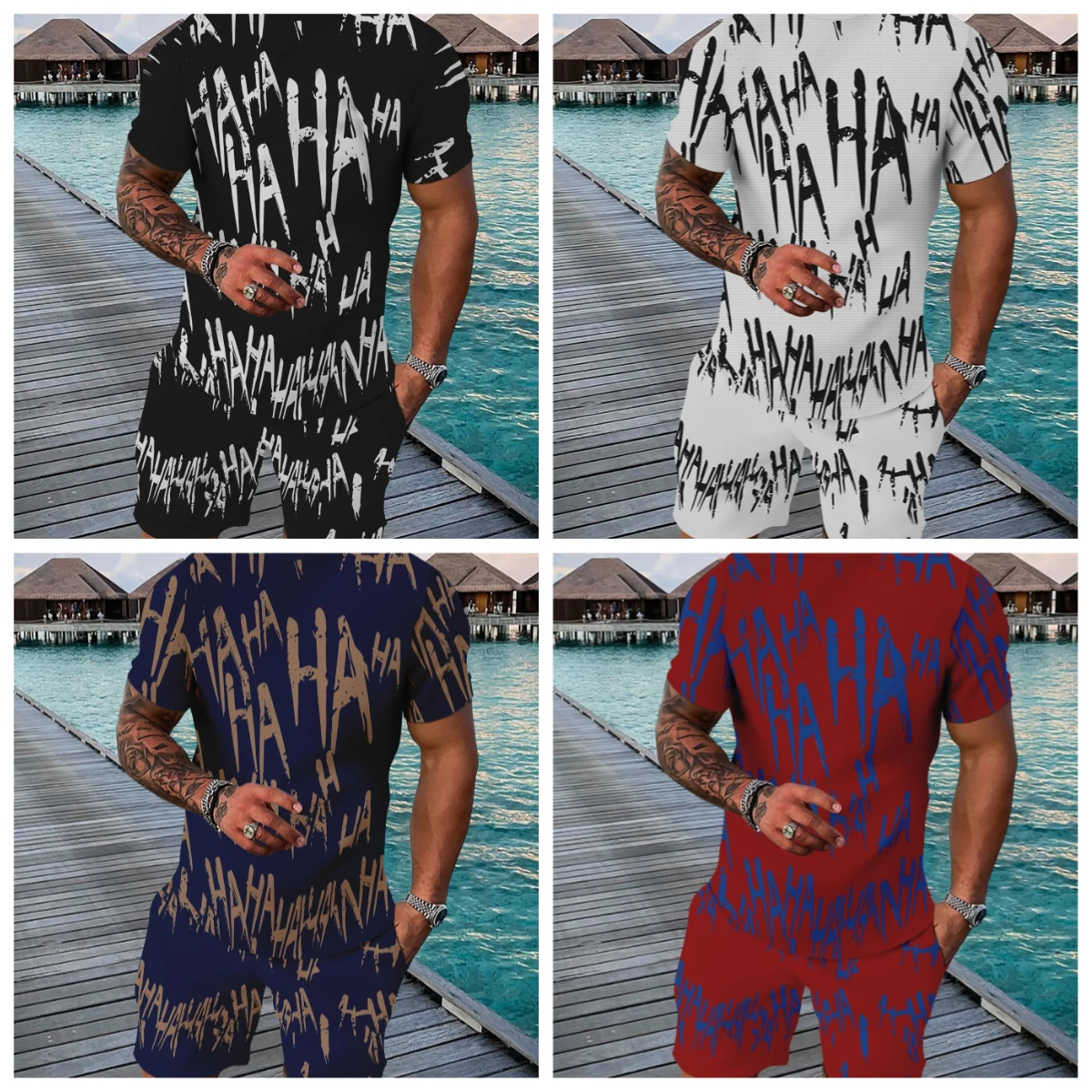 

2025 Latest Hot T-shirt Set 3D Vacation Style Trendy Various Elements Fashionable Street Men's Set Summer Top Shorts Breathable