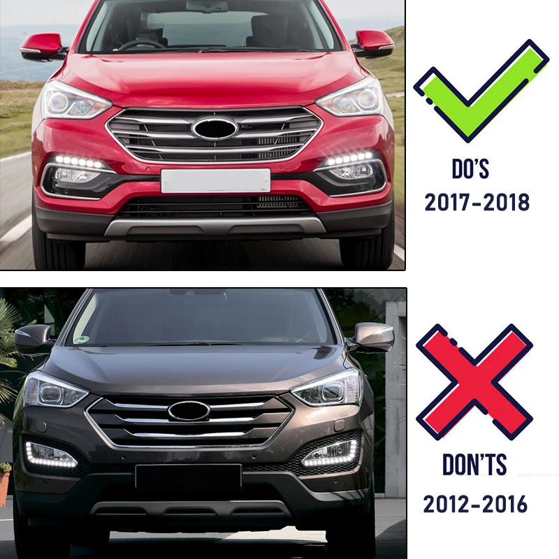 1Pair Fog Lamp Fit For 2017 2018 Hyundai Santa Fe Sport LED Fog Lights Lamps Left+Right Side