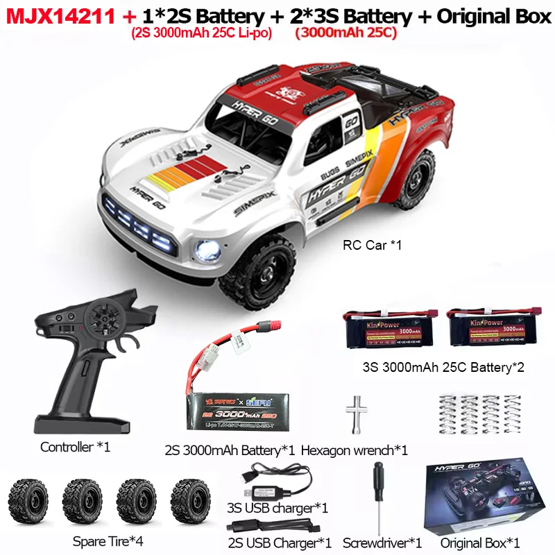 Hyper Go MJX 14211 1/14 RC Auto 4WD Borstelloos 70 km/u Hoge snelheid Racing 2.4G Afstandsbediening Off-Road Snelheid RC Auto's Vrachtwagen Speelgoed