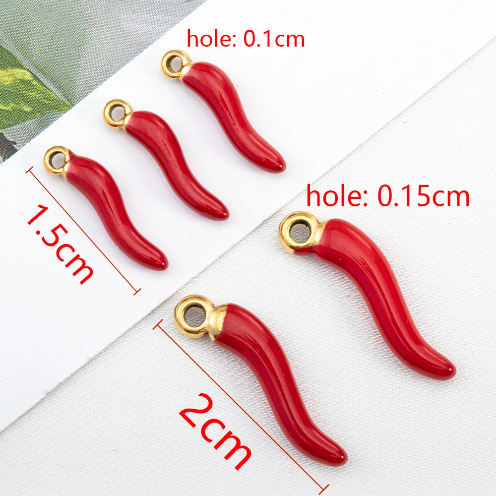 New 5pcs Stainless Steel Small Pepper Pendant Compact and Lovely Charm for DIY Women Jewelry Making Necklace Earring Supplies