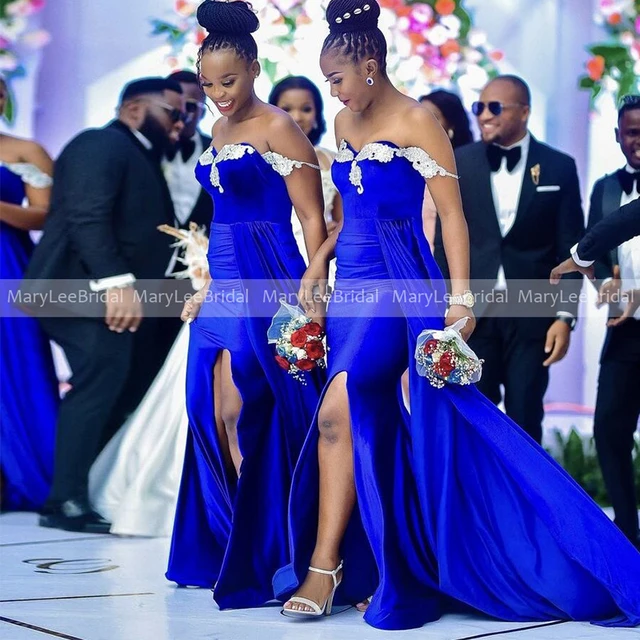 Bridesmaid dresses royal blue and silver hotsell