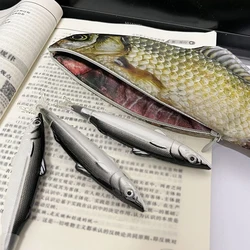 Creative Funny Fish Shaped Pen Bag Pens Crucian Carp Pencil Case Funny Student Stationery Supplies Storage Pens Organizer