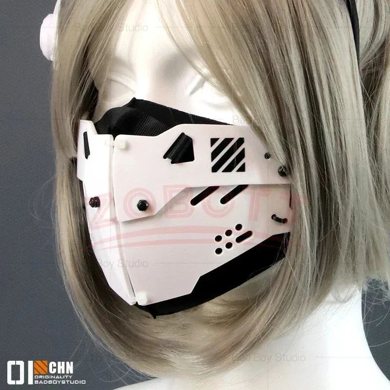 

Game Cyber Punk Cosplay Mask Helmet For Women Men Cat Ears Hairhoop Halloween Carnival Masks Music Festival Costumes Accessories