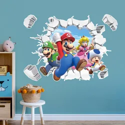Mario Bros Wall Stickers Kids Room Kindergarten Decorate Action Figure Toys Luigi Peach Cute Waterproof Sticker Gift