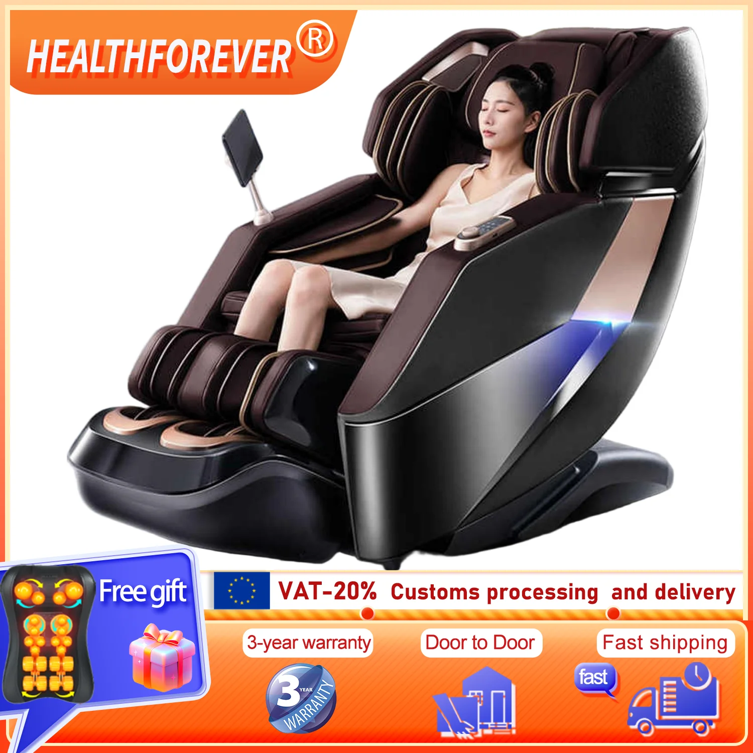 ضمان 3 سنوات كرسي التدليك كامل الجسم صفر الجاذبية الصحة مسح قطني التدفئة AI صوت كرسي تدليك شياتسو أريكة هزاز #1