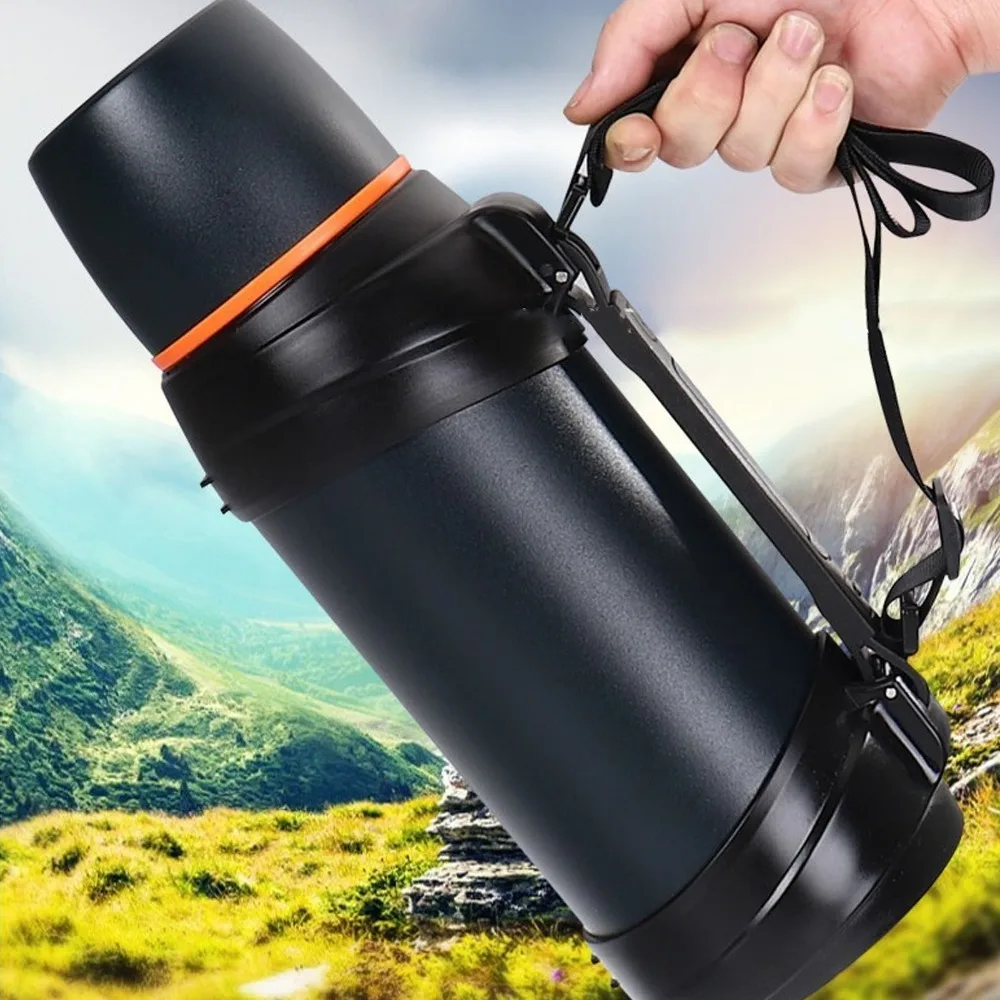 Reusable 2000ml Sports Bottle Sturdy Leak Proof Water Bottle Rustless Steel Matte Outer Sports Tumbler Gym Fitness