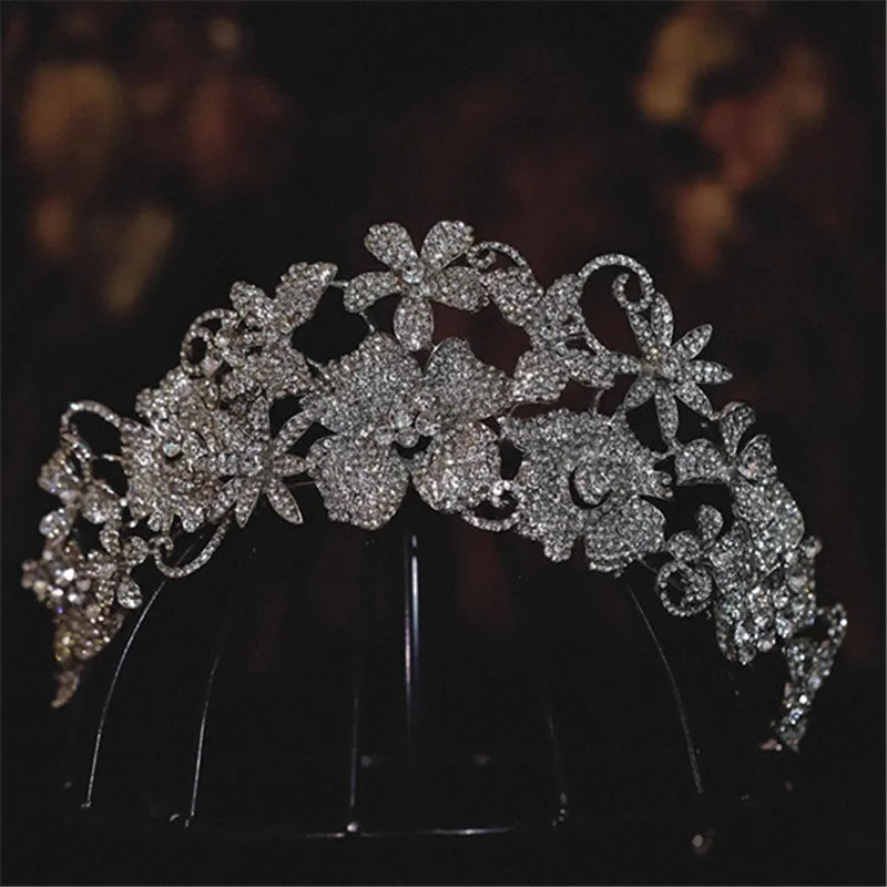 

CC блестящая корона для женщин, свадебные аксессуары, свадебный головной убор, диадемы для помолвки в форме цветка, хрустальные диадемы, ленты для волос AN132