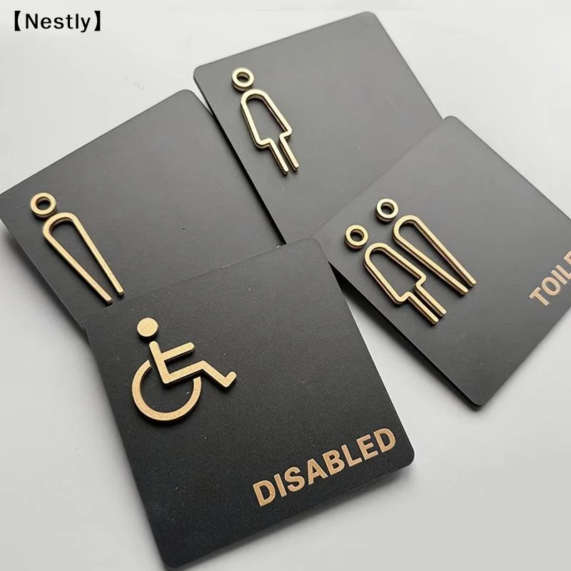 3D Acrylic Toilet Sign  Disabled Bathroom Exit Door Plate For Office Cafe Shop Hotel Restaurant Toilet Creative Sticker〔Nest〕